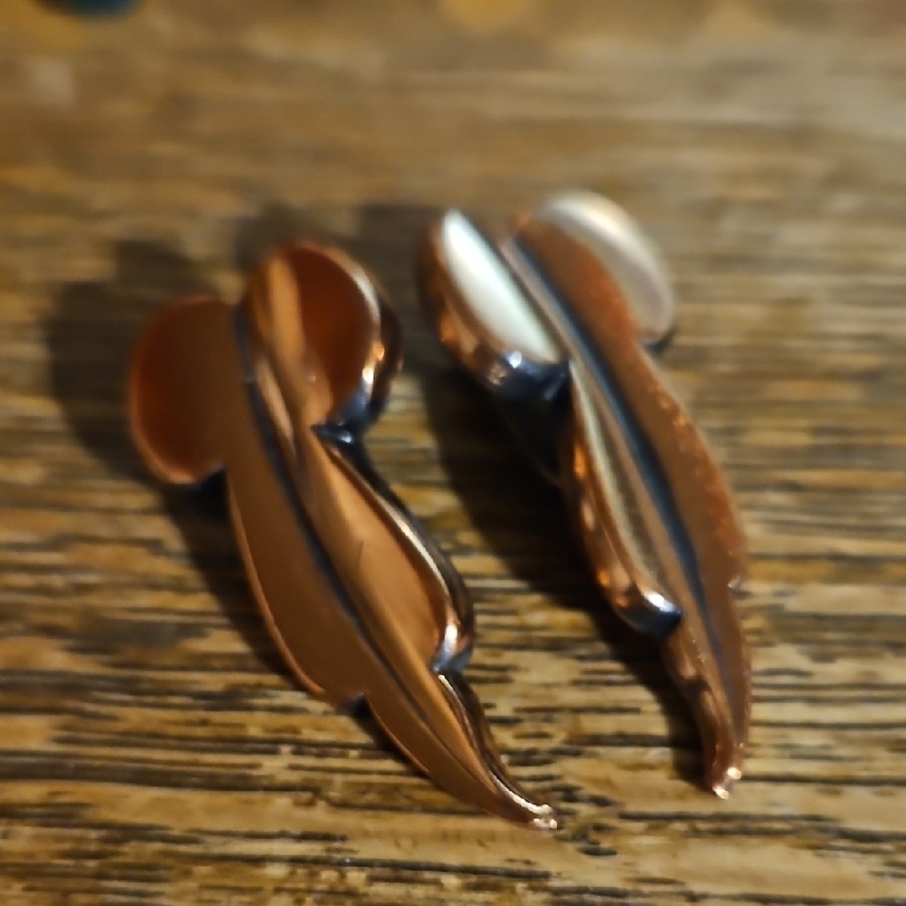 Elegant Copper Leaf Earrings